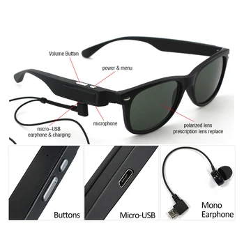Smart Klaasid Polariseeritud Päikeseprillid Bluetooth Headset Stereo Kõrvaklappide Väljas Sport Mikrofoniga iPhone Samsung OPPO