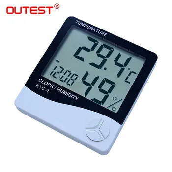 OUTEST HTC-1 LCD Digitaalne Temperatuuri Humidit Meeter-Baby tuba Hygrometer Äratuskell Ajal Desktop sise digitaalne termomeeter