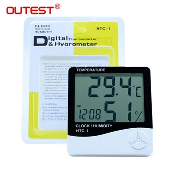 OUTEST HTC-1 LCD Digitaalne Temperatuuri Humidit Meeter-Baby tuba Hygrometer Äratuskell Ajal Desktop sise digitaalne termomeeter