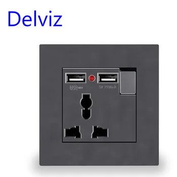 Delviz Seina Pistikupesa Universaalne 3 Auku, Dual USB-Pordi Laadija, AC 110~250V 13A, LED indikaator,EL Standard USB lülitiga Pistikupesa