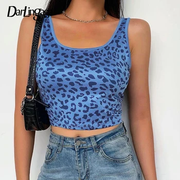 Darlingaga Streetwear Leopard Printida Bodycon Tank Top Käisteta Vest Slim Crop Top Naiste Riided, Vabaaja 2020 Uued Suvised Topid Uus