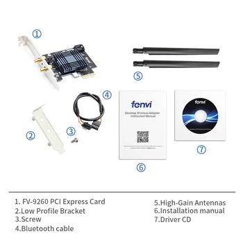 Juhtmeta-AC PCI-Express Wifi Adapter Intel 9260 Dual Band 1730Mbps Bluetooth-5.0 802.11 ac Wifi-Kaart Lauaarvuti