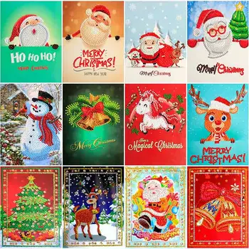 Diamond Maali jõulukaardid Diamond Tikandid Jõuluvana Tervitus Postkaardid DIY Diamond Mosaiik Käsitöö Kingitus