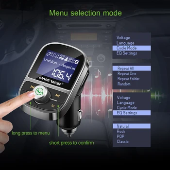 HY29 Bluetooth-FM-Transmitter-Car-MP3-Mängija 3.1 USB Laadija Toetada EQ Setting Voltmeeter TF Kaart U Disk AUX Välja