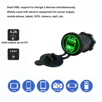 4.2 Auto Dual USB-Laadija Pesa, Universaalne, 12V-32V Mootorratas Sõiduauto Veoauto VAN ATV Paat Veekindel Telefoni Tablett DVR GPS-Lüliti