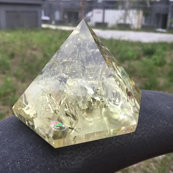 6 pool Loodusliku kvartsi kristall polytope Tsitriin quartz crystal püramiid Kollane kristall reiki püramiid
