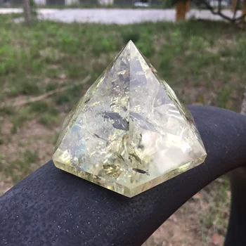 6 pool Loodusliku kvartsi kristall polytope Tsitriin quartz crystal püramiid Kollane kristall reiki püramiid