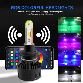 2tk H7 Led RGB Esitulede APP Bluetooth Kontrolli Värvikas Udutuled 20000LM Pirnid Lamp Auto Veoautod