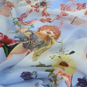 2018 UUS mood Ingel tiivad digitaalse maali sifonki kangast suvine kleit särk telas por metrood tissu au meetri vestidos DIY
