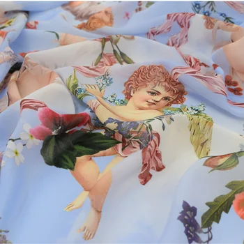2018 UUS mood Ingel tiivad digitaalse maali sifonki kangast suvine kleit särk telas por metrood tissu au meetri vestidos DIY