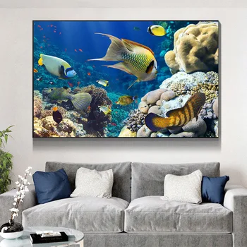 8 Stiile Veealuse Maailma Hai Shell Coral Lõuendile Maali Seina Art Plakateid elutuba Kodus Seina Kaunistamiseks Maalid