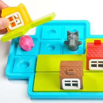 Kolm Vähe Sigade Lapsed Kognitiivsete Oskuste Hoone Puzzle Mängu 48 probleemi Lahendus Mänge, IQ Koolitus Mänguasjad Lastele Kingitused