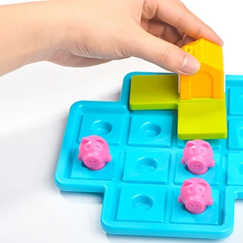 Kolm Vähe Sigade Lapsed Kognitiivsete Oskuste Hoone Puzzle Mängu 48 probleemi Lahendus Mänge, IQ Koolitus Mänguasjad Lastele Kingitused