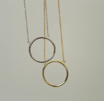 20mm Suur Ring Ripats Kaelakee lihtne disain kuld, Hõbe Värv, 925 sterling hõbe Ehted Kaelakeed Naistele