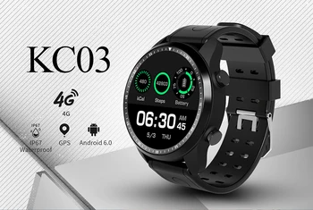KC03 4G RAM, 1 GB ROM, 16GB, Android 6.0 1.3 tolline IPS LCD smart sport watch GPS-i toetama fitness tracker Veekindel
