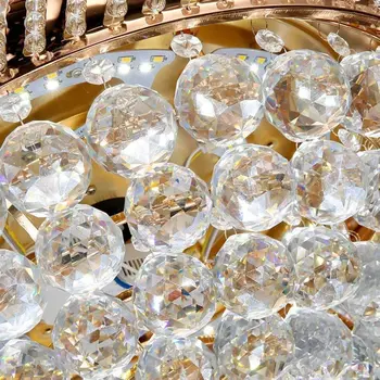 42 tolli Crystal laeventilaator Lühter Inventar Fännid puldiga Ülestõstetav Labad Fandelier Siseruumides Nähtamatu LED Tuled