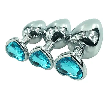 3 Tk Rvs Anaal Plug Tagumik Stimulaator Speelgoed Gladde Metalen Crystal Sieraden Hart Vormige Seksspeeltjes Voor Koppels Homo anal