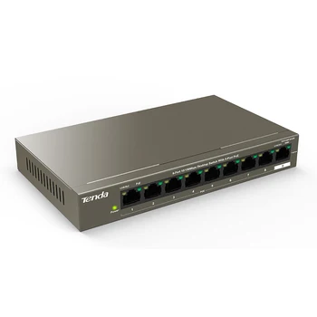 Tenda TEF1109P-8-63W 9 Port Desktop 10/100Mbps 802.3 af/at PoE Fast Ethernet Võrgu Lüliti, 58W, 250M, 6KV Piksekaitse