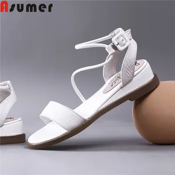 ASUMER 2020 hot müük uued kingad naine lukk sandaalid naistele, wedges kingad madala kontsaga naturaalsest nahast kingad naiste sandaalid suur suurus