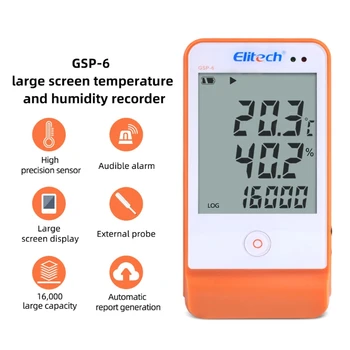 GSP-6 Temperatuuri ja Niiskuse LCD USB Temp Data Logija Diktofon Jälgima Suur välisandurit, 16000 Punkti Jahutus