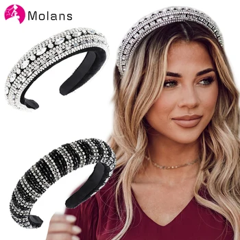 MOLANS Särav Bejeweled Polsterdatud Peapaelad Stiilne Vikerkaar Kive Crystal Hairbands Naiste Sädelevat Tüdruku Laiused Peapaelad