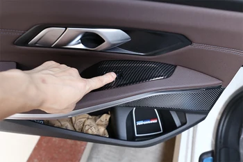 BMW 3 Seeria G20 2019 2020 Sisemise Ukse Taga Akna Lifti Nuppu Paneeli Katta Sisekujundus ABS Carbon Look / Hõbe Kroom 4 tk