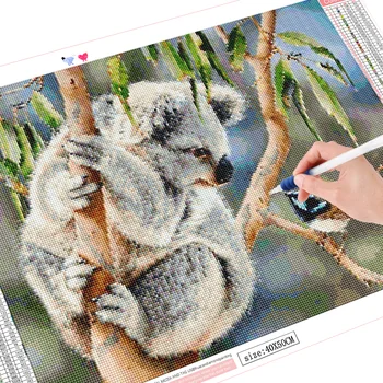 HUACAN Täis Ruut/ring Diamond Maali ristpistes 5D Koala Diamond Tikandid Loomade Mosaiik Kodu Kaunistamiseks