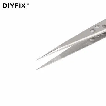 DIYFIX 2tk Elektroonilise Näpitstangid Komplekt Roostevabast Terasest Täppis-Sirge Kõverad Pintsetid Mobiiltelefonide Remont, Tööriistade Komplekt