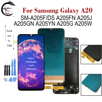 AMOLED LCD + Raam SAMSUNG Galaxy A20 Ekraan SM-A205F/DS A205FN A205YN A205 LCD Ekraan Touch Digitizer Assamblee