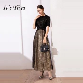 See on Yiiya Õhtul Kleit Must O-kaeluse, Lühikeste Varrukate õhtukleit Pahkluu Pikkus Partei Elegantne Kleit Pluss Suurus kleit de iltamat LF020