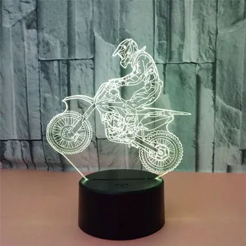 3D Otsas Mootorratta LED Lahe Poiss Kingitus Öö Valguses VIINUD Laud Laua Lamp RGB Kalle, Lapse Sünnipäev, Jõulud Kingitused