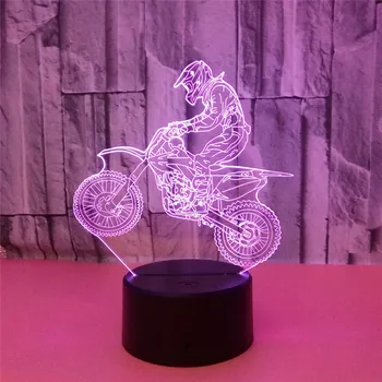 3D Otsas Mootorratta LED Lahe Poiss Kingitus Öö Valguses VIINUD Laud Laua Lamp RGB Kalle, Lapse Sünnipäev, Jõulud Kingitused