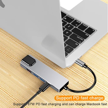 USB-3.1 Type-C-Hub HDMI Adapter 4K Thunderbolt-3 USB-C keskus koos Rummu 3.0 Gigabit Ethernet Rj45 Lan MAKSEVIIVITUSE MacBook Pro/Air 2020