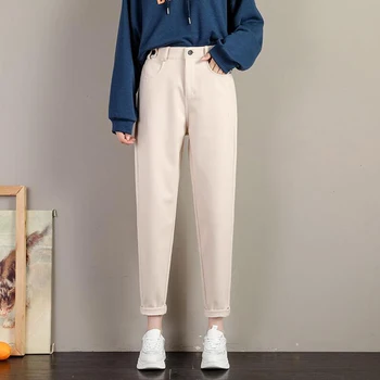 Naiste Püksid Apring Sügisel korea Kõrge vöökoht Lahti Villase Püksid Vabaaja Püksid Naiste Tahke Pluss suurus sooja Haaremi Püksid