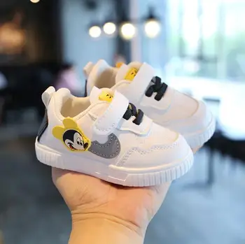 Disney Brand Baby Kingad Väikelapse Poiss, Tüdruk Cartoon Miki Pehmest Nahast Beebi Vabaaja Tossud laste valged kingad