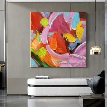 Kaasaegne lille maali decorativas lõuendile maali seina art pilt pinturas al oleo abstractas käsitöö elutoa seina decor
