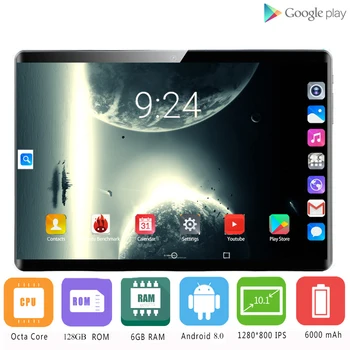 2020. aasta 2.5 D IPS tablet PC 4G Android 8.0 Okta Core Google Play tabletid 6GB RAM 128GB ROM, WiFi, GPS 10' tablett Terasest Saal 10