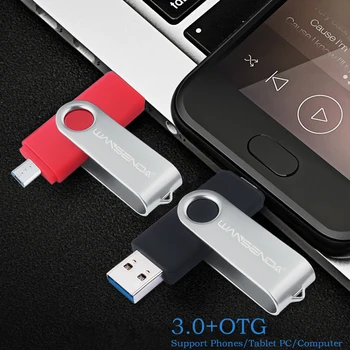 WANSENDA Metallist USB Flash Drive OTG USB3.0 & Micro-usb Pen Drive 256GB 128GB 64GB 32GB Pendrive 2 IN 1 Micro-USB-Mälupulgale
