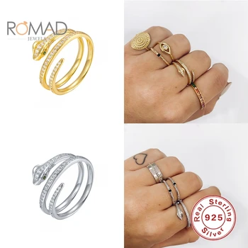 ROMAD Hõbe Rõngad Naiste Sõrmus Suurus 6 7 8 Luksus Teemant Madu Kuju Daamid Ringi Ehted korea Bijoux Femme