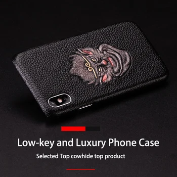 Ehtne Nahk Telefon Case For iPhone 12 11 Pro X-Xr, Xs Max se 2020 Puhul 6 6s 7 8 Plus Cowhide Loomade Pilt Kate