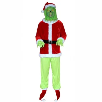 2019 Grinch Kostüüm Halloween, Jõulud Jõuluvana kostüüm Täiskasvanud Grinch Cosplay Kostüüm, Kuidas Grinch Varastas Jõulud Sobiks Varustus