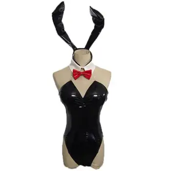 2020. aasta Anime Seksikas Bunny Tüdruk Cosplay Kostüüm Kombekas ühe tükki Bulma Must PU Sobiks Leotard Halloween Carniva Partei S