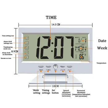 Hääljuhtimine LCD Ekraan Termomeeter Kellad siseruumide Niiskus Jälgida, Elektrooniline Digitaalne näidik Temperatuuri Äratuskell Kalender