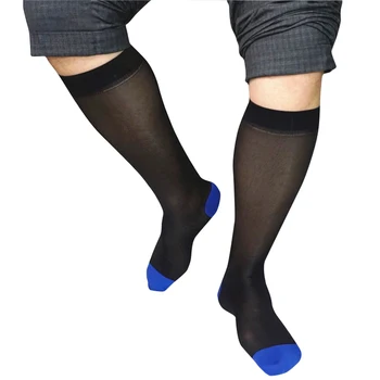 Õhuke Õhuke Läbipaistev Nailon Silk Meeste Sokid Kinnismõte Kogumise Seksikas Gay Mees Kleit, Ülikond, Sinine-Halli Varba Parempidises koes Sokid Ametlik