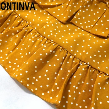 Daamid Armas Ühe Õla Kleidid, kikilips Oranž Värv Valge Dot Print Suvel Mini Kook Rida Kleit Ruffles Sisekujundus 2021 Uus
