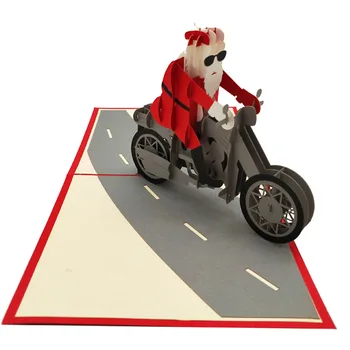 Nii Lahe!Loominguline Santa Claus Ratsutamine Mootorratta Häid Jõule Uue Aasta Nikerdamist Tervitus 3D Paber-Kaardid Xmas Teenetemärgi 2020
