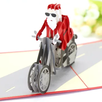 Nii Lahe!Loominguline Santa Claus Ratsutamine Mootorratta Häid Jõule Uue Aasta Nikerdamist Tervitus 3D Paber-Kaardid Xmas Teenetemärgi 2020