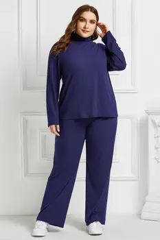 2020. aasta Sügisel Naised 2 Tükki 5XL Kodu Twin-Set Riided Daamid Sobib Tops + Püksid Naiste Pükste Komplekti Ülepaisutatud Naiste Komplektid Pool