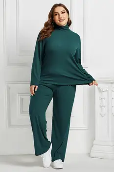 2020. aasta Sügisel Naised 2 Tükki 5XL Kodu Twin-Set Riided Daamid Sobib Tops + Püksid Naiste Pükste Komplekti Ülepaisutatud Naiste Komplektid Pool