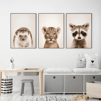 Kaelkirjak Zebra Pesukaru Lõvi, Ahv Seina Art Lõuend Maali Nordic Plakatid Ja Pildid Loomade Seina Pilte Baby Kids Room Decor